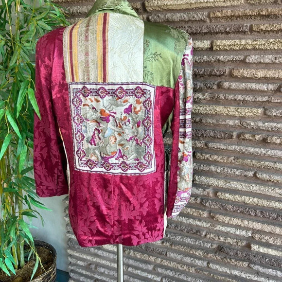 Other Destination Vintage 90s Crazy Quilt Patchwork Oversized Blazer Size Small - Picture 2 of 9